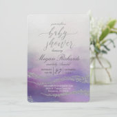 Elegante Waterverf in Orchidee Baby shower Invitat Kaart (Staand voorkant)
