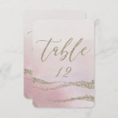 Elegante Waterverf in Roze Huwelijk Tafelnummer (Voorkant / Achterkant)