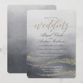 Elegante Waterverf in Smoke Wedding Invitation Kaart (Voorkant / Achterkant)