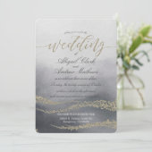 Elegante Waterverf in Smoke Wedding Invitation Kaart (Staand voorkant)