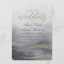 Elegante Waterverf in Smoke Wedding Invitation