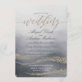 Elegante Waterverf in Smoke Wedding Invitation Kaart