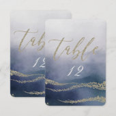 Elegante Waterverf in Surf Bruidstafel Nummer Kaart (Voorkant / Achterkant)
