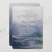 Elegante Waterverf in Surf bruiloft uitnodiging (Voorkant / Achterkant)