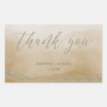 Elegante Waterverf in Zandhuwelijk Dank u