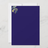 Elegante Waterverf Indigo Blue Rozen bruiloft Kaart (Achterkant)