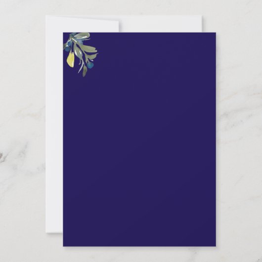 Elegante Waterverf Indigo Blue Rozen bruiloft Kaart (Achterkant)