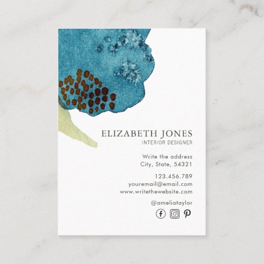Elegante Waterverf Interieurontwerper Abstract Visitekaartje (Achterkant)