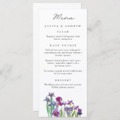 Elegante waterverf Iris bloem Wedding Menu kaart (Voorkant / Achterkant)