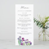 Elegante waterverf Iris bloem Wedding Menu kaart (Staand voorkant)