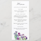 Elegante waterverf Iris bloem Wedding Menu kaart (Voorkant)