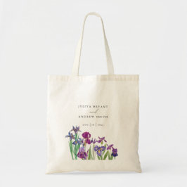 Elegante waterverf Iris bloemenbruiloft Tote Bag