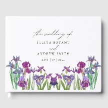 Elegante waterverf Iris bloemenscript bruiloft