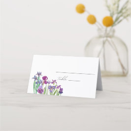 Elegante waterverf Iris bloemenscript bruiloft Plaatskaartje