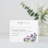 Elegante waterverf Iris bloemenscript bruiloft RSVP Kaartje (Staand voorkant)