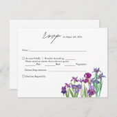 Elegante waterverf Iris bloemenscript bruiloft RSVP Kaartje (Voorkant / Achterkant)