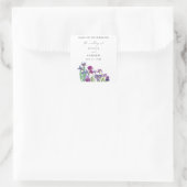 Elegante waterverf Iris bloemenscript bruiloft Vierkante Sticker (Tas)