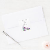Elegante waterverf Iris bloemenscript bruiloft Vierkante Sticker (Envelop)