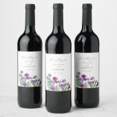 Elegante waterverf Iris bloemenscript bruiloft Wijn Etiket (Flessen)
