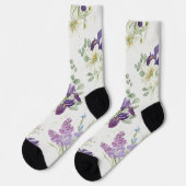 Elegante waterverf iris- en lelieboeket sokken (Links)