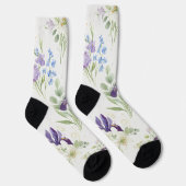 Elegante waterverf iris- en lelieboeket sokken (Rechts)
