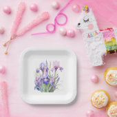 Elegante Waterverf Iris Papier Borden Papieren Bordje (Feest)