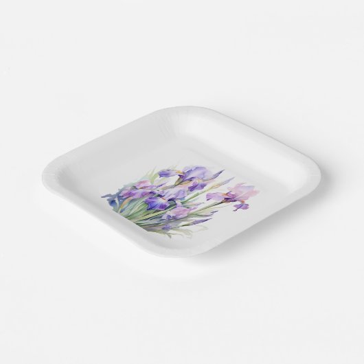 Elegante Waterverf Iris Papier Borden Papieren Bordje (Gebogen)