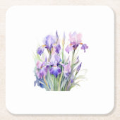 Elegante Waterverf Iris Papier Onderzetters (Voorkant)