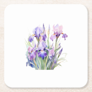 Elegante Waterverf Iris Papier Onderzetters