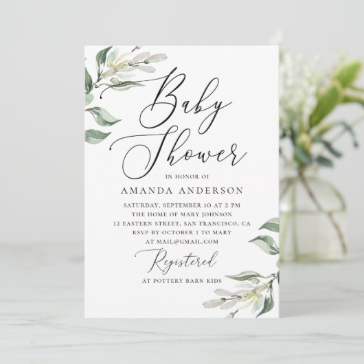 Elegante waterverf Italiaans bloemig baby shower Kaart (Staand voorkant)