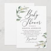 Elegante waterverf Italiaans bloemig baby shower Kaart (Voorkant / Achterkant)