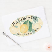 Elegante Waterverf Italiaanse Citroenen Bladeren H Ovale Sticker (Envelop)