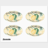 Elegante Waterverf Italiaanse Citroenen Bladeren H Ovale Sticker (Vel)