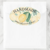 Elegante Waterverf Italiaanse Citroenen Bladeren H Ovale Sticker (Tas)