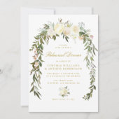 elegante waterverf ivoor floral repetition diner kaart (Voorkant)