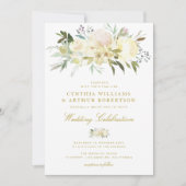 elegante waterverf ivoor florale bruiloft kaart (Voorkant)