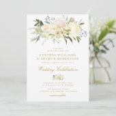 elegante waterverf ivoor florale bruiloft kaart (Staand voorkant)