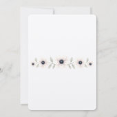 Elegante Waterverf Ivoor Navy Blue Anemone Wedding Bedankkaart (Achterkant)