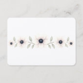 Elegante Waterverf Ivoor Navy Blue Anemone Wedding Informatiekaartje (Achterkant)
