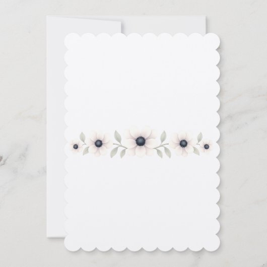 Elegante Waterverf Ivoor Navy Blue Anemone Wedding Kaart (Achterkant)