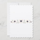 Elegante Waterverf Ivoor Navy Blue Anemone Wedding Kaart (Achterkant)
