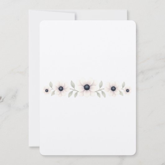 Elegante Waterverf Ivoor Navy Blue Anemone Wedding Save The Date (Achterkant)