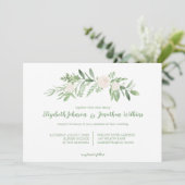 Elegante Waterverf ivoor Roos huwelijksceremonie Kaart (Staand voorkant)