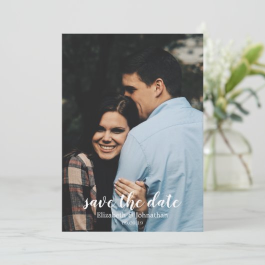 Elegante Waterverf Ivoor Trouw Save the Date Kaart (Staand voorkant)