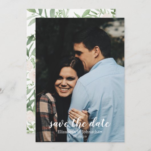 Elegante Waterverf Ivoor Trouw Save the Date Kaart