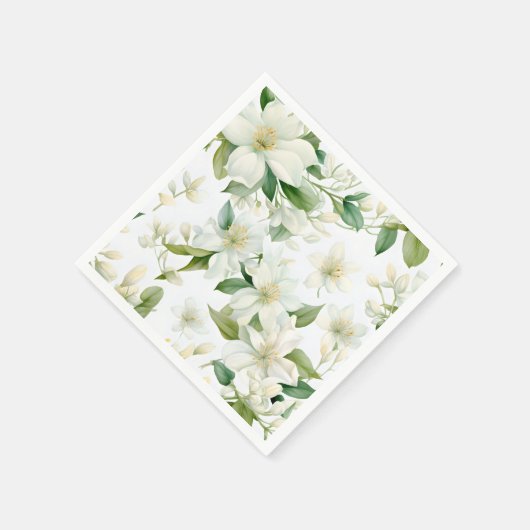 Elegante Waterverf Jasmine Flowers Servet (Hoek)