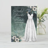 Elegante Waterverf Jurk & Bloemen Vrijgezellenfees Kaart (Staand voorkant)