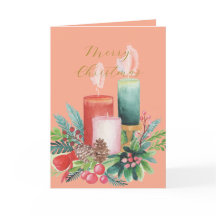 Elegante Waterverf Kaarslicht Kerstkaart