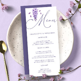 Elegante waterverf kalligrafie Wisteria Bruiloft Menu