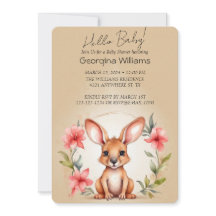 Elegante Waterverf Kangoeroe Baby shower